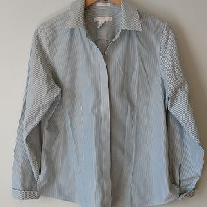 Chico's blouse with teal and silver stripes